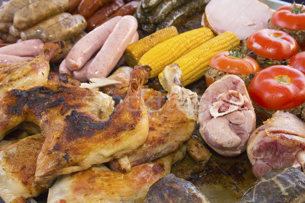 Sztuk grillowany warzyw mięsa kurczaka gotowy Zdjęcia stock © frank11