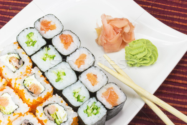 Stock photo: Maki Sushi on the white plate.