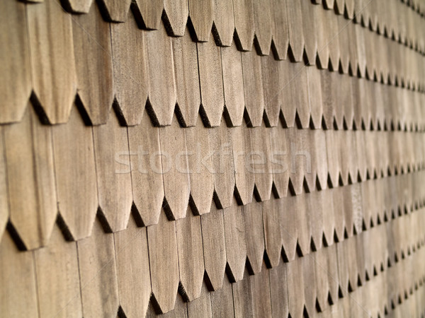 Stock photo: Wood Tile Wall on the Outside of a House