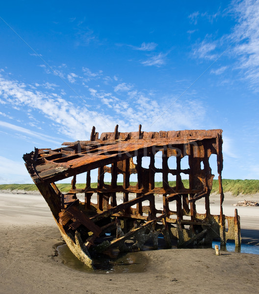 Rusty Wreckage of a Ship on a Beach Stock photo © Frankljr