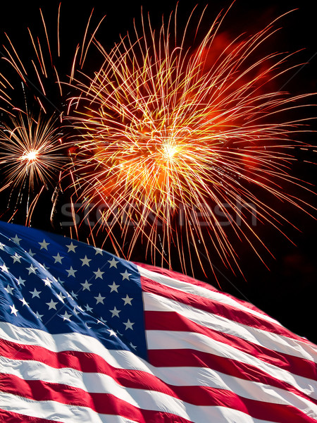 The American Flag and Fireworks from Independence Day Stock photo © Frankljr