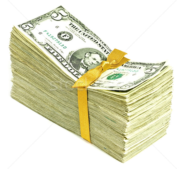 Stack of Older United States Currency Tied in a Ribbon - Fives Stock photo © Frankljr