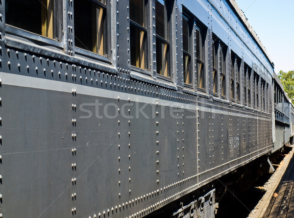 Foto d'archivio: Treno · primo · piano · vista · laterale · brano · spedizione · grigio