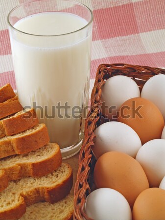 Imagine de stoc: Lapte · ouă · pâine · mic · dejun · sănătate · vacă