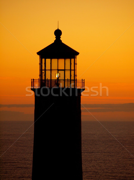 Foto stock: Norte · cabeza · faro · Washington · costa · puesta · de · sol