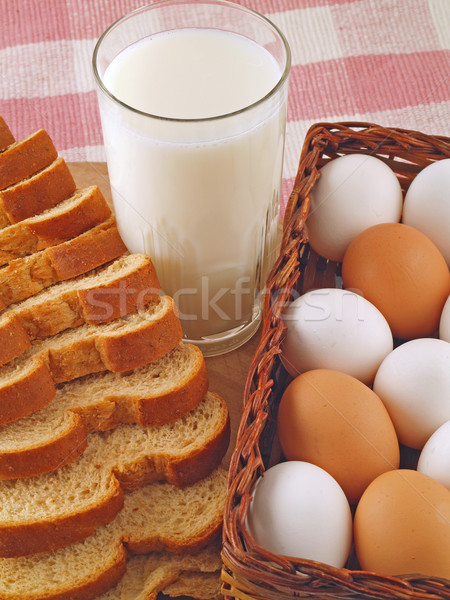 Milch Eier Brot Frühstück Gesundheit Kuh Stock foto © Frankljr