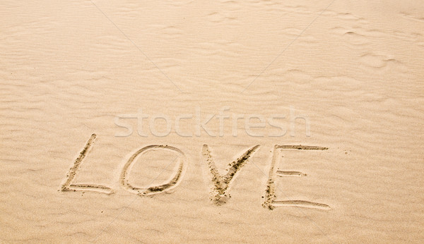 Dragoste scris nisip natură mare Imagine de stoc © Frankljr