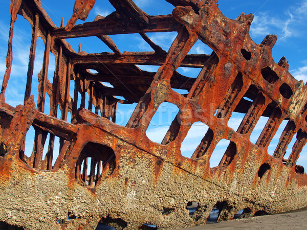 Rusty Wreckage of a Ship on a Beach Stock photo © Frankljr