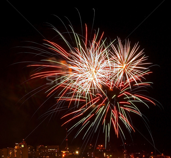 Fuochi d'artificio cielo notturno cityscape cielo città fumo Foto d'archivio © Frankljr