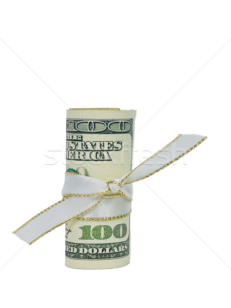 A single US Banknote rolled and tied with a white ribbon. Stock photo © Frankljr