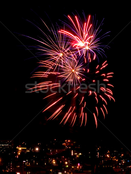 Fuochi d'artificio cielo notturno cityscape cielo città fumo Foto d'archivio © Frankljr