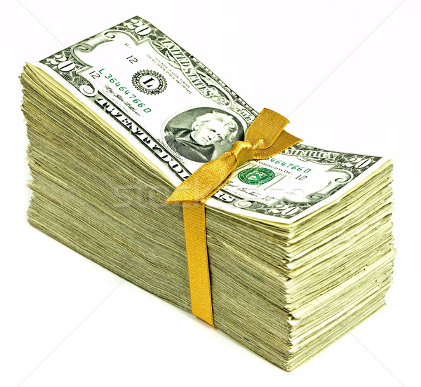 Stock photo: Stack of Older United States Currency Tied in a Ribbon - Twenties