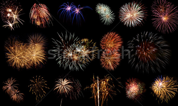 Hosszú expozíció tűzijáték fekete égbolt buli fény Stock fotó © Frankljr