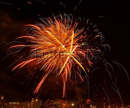 Fogos de artifício céu noturno cityscape céu cidade fumar Foto stock © Frankljr