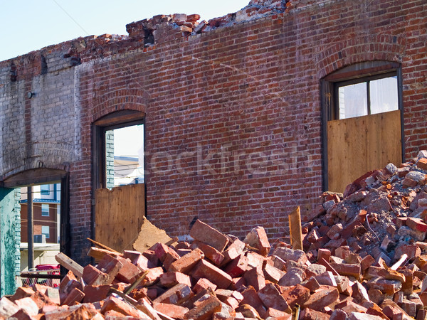 A demolition site with a pile of demolished brick Stock photo © Frankljr