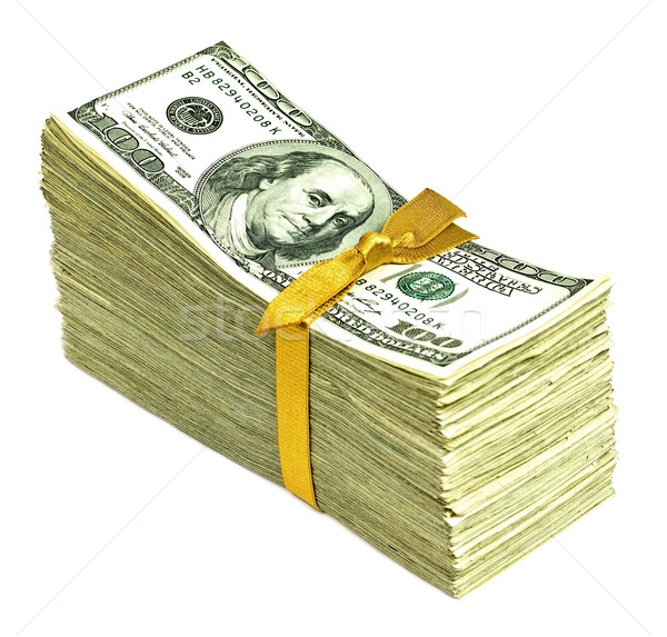 Stack of Older United States Currency Tied in a Ribbon - Hundreds Stock photo © Frankljr