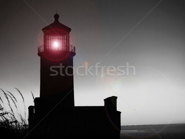 Foto stock: Faro · Washington · costa · puesta · de · sol · agua