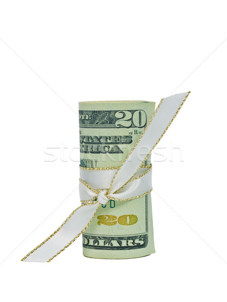 A single US Banknote rolled and tied with a white ribbon. Stock photo © Frankljr