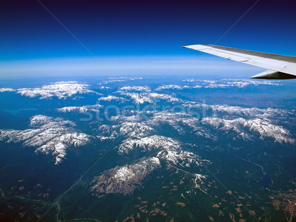 View of a Snowcapped Mountain Landscape from an Airplane Stock photo © Frankljr