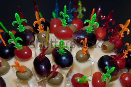 Sajt sündisznó finom étel olajbogyók paradicsomok Stock fotó © franky242