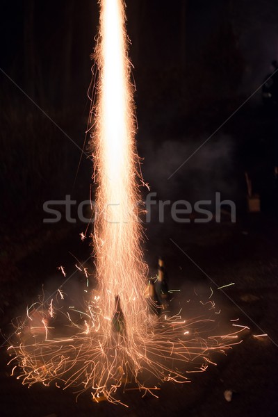 Feux d'artifice fusée sur champagne bouteille [[stock_photo]] © franky242