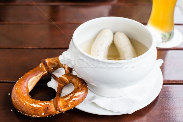 Bavarian Weisswurst, Pretzel and Beer Stock photo © franky242