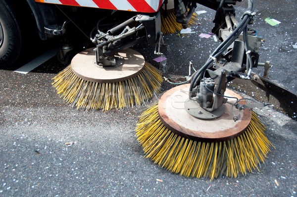 Straat detail schoonmaken weg vrachtwagen stedelijke Stockfoto © franky242