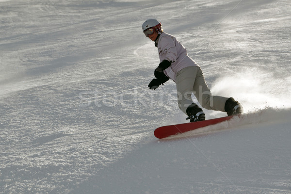 Női snowbordos por hó középkorú visel Stock fotó © franky242