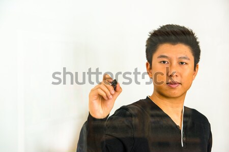 Schrijven glas asian vent zwarte pen Stockfoto © franky242