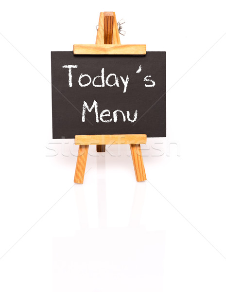 Stock photo: Todays Menu. Blackboard with text and easel.