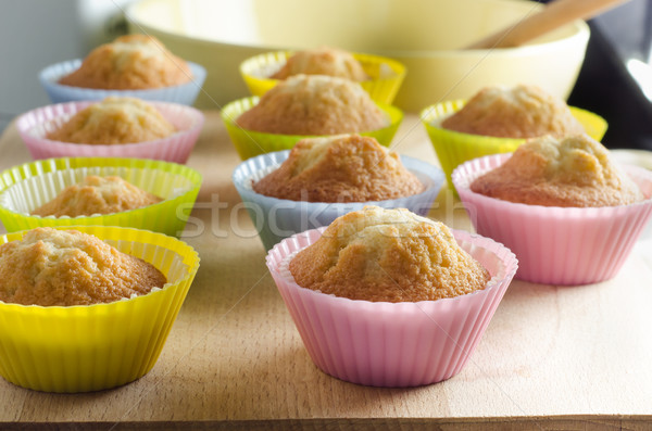 Freshly Home Baked Cupcakes in Colourful Cases Stock photo © frannyanne