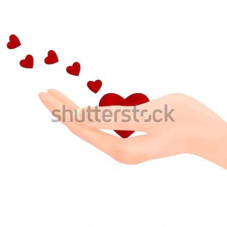 Hand halten Herz Illustration heraus rot Stock foto © frannyanne
