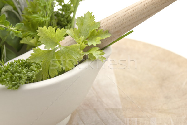 Herbs Mortar and Pestle - Lframe Stock photo © frannyanne