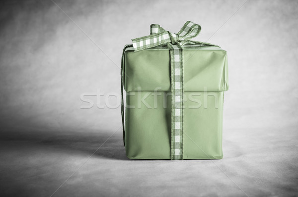 Green Gift Box Tied with Bow Stock photo © frannyanne