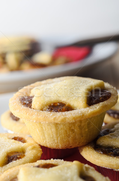 Stack of Christmas Mince Pies with Serving in Background Stock photo © frannyanne