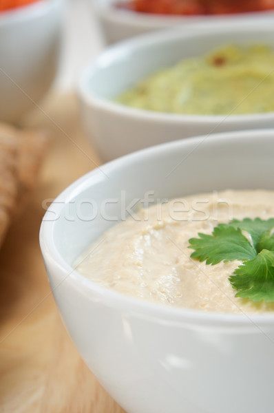Hummus and Dips Close Up Stock photo © frannyanne