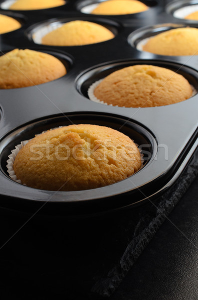 Freshly Baked Cupcakes in Bun Tin Stock photo © frannyanne