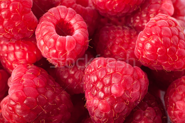 Stock foto: Rot · Himbeere · Früchte · Makro · mehrere