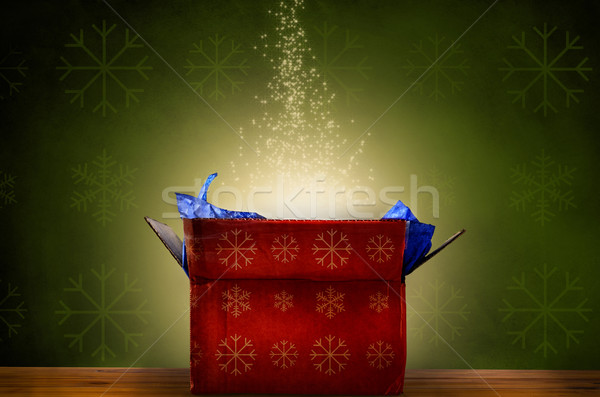 打開 聖誕節 禮品盒 發光 明星 商業照片 © frannyanne