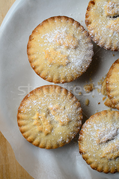 Overhead of Christmas Mince Pies on Plate Stock photo © frannyanne