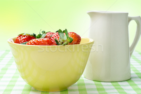 Stock photo: Strawberries and Cream Jug