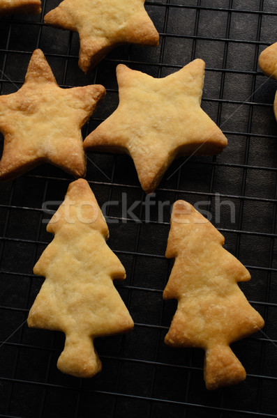 Overhead of Christmas Biscuits on Cooling Rack Stock photo © frannyanne