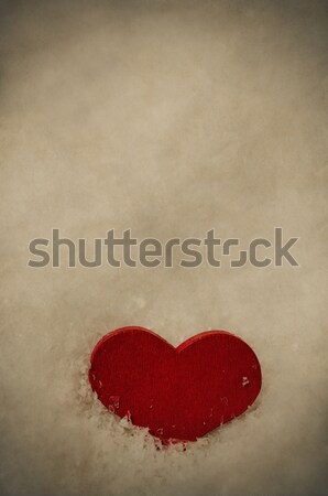 Red Heart in Frosty White Snow - Vintage Stock photo © frannyanne