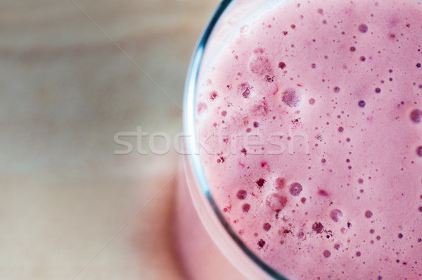 Pink Summer Fruits Smoothie From Above on Wood Stock photo © frannyanne