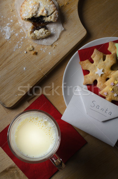Santa Snack of Milk and Biscuits with Letter Stock photo © frannyanne