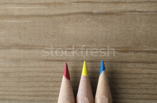 Row of Three Pencils in Red, Yellow and Blue Stock photo © frannyanne