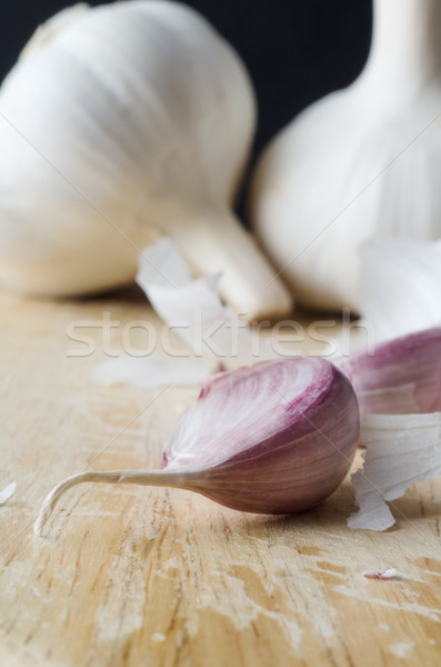 Garlic Clove, Whole Bulbs and Peelings Close Up Stock photo © frannyanne