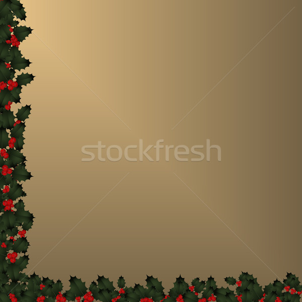 Christmas Border - Holly on Gold Stock photo © frannyanne