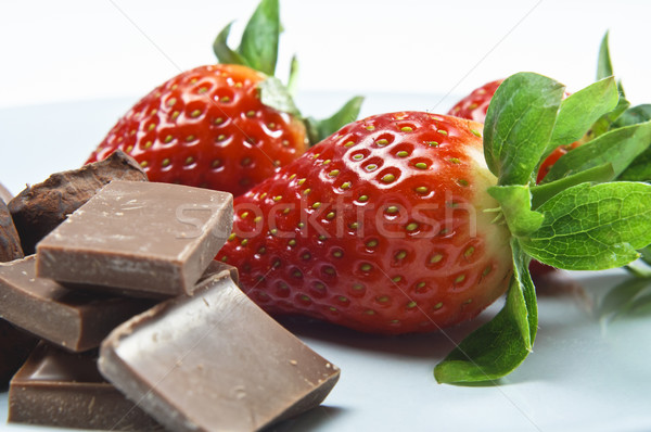 Strawberries, Chocolate Pieces and Truffles Stock photo © frannyanne