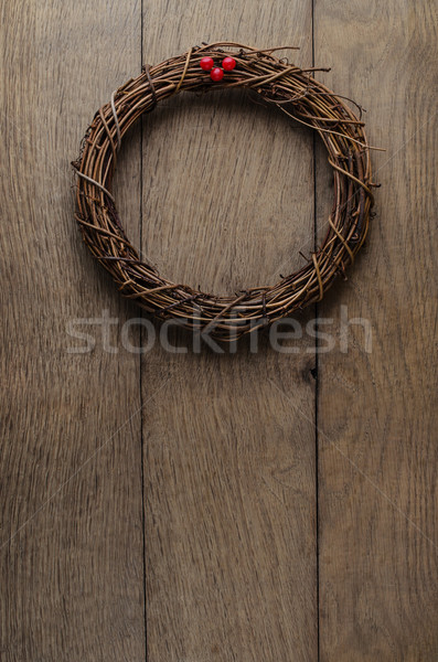 Stockfoto: Eenvoudige · christmas · takje · krans · opknoping · eiken